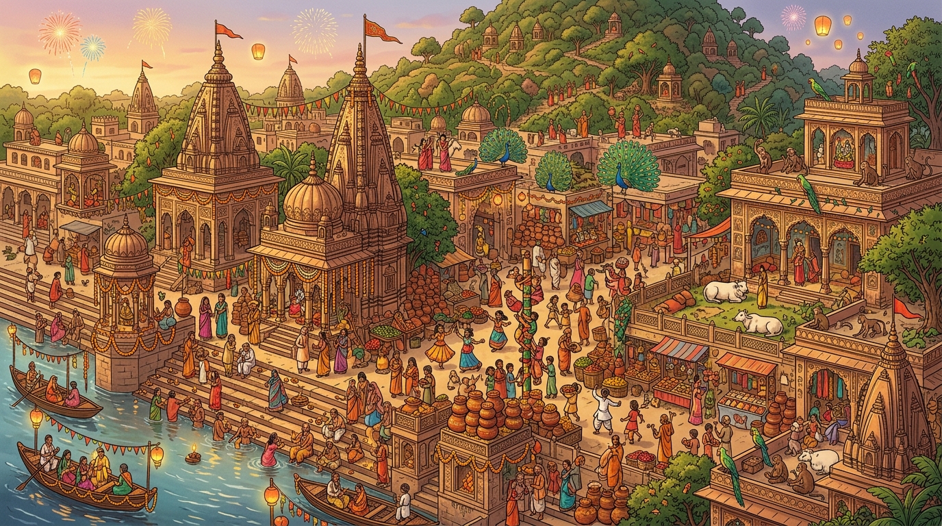 Intricate Vrindavan Seek and Find Map